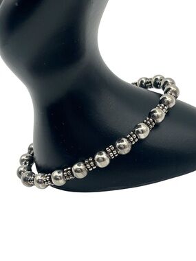 Sterling silver round beaded cuff bracelet from Italy